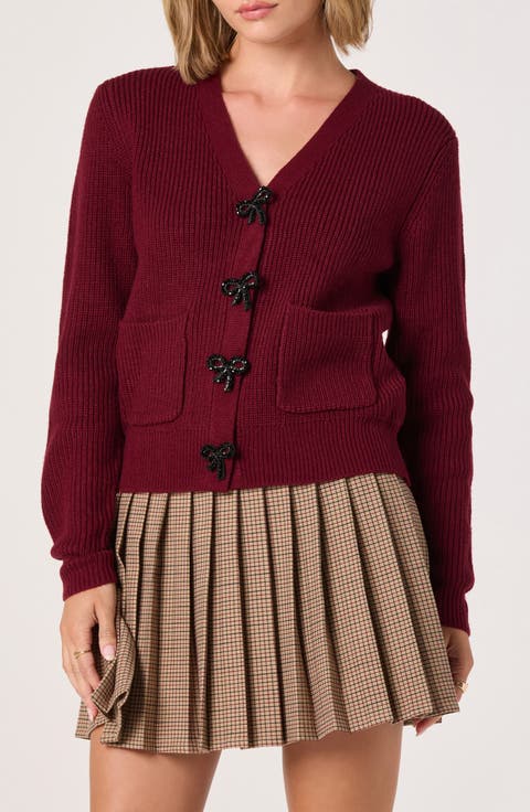 Crystal Embellished Bow Detail Cardigan