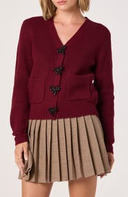 ASTR the Label Crystal Embellished Bow Detail Cardigan