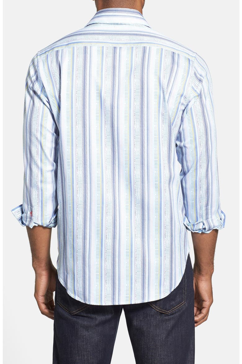 'Benito' Classic Fit Stripe Italian Cotton Sport Shirt, Alternate, color, BLUE