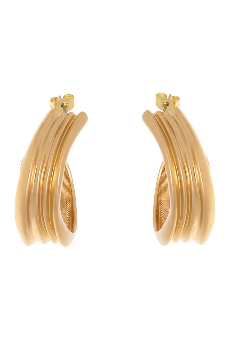 Flavia Fluid Hoop Earrings, Alternate, color, GOLD TONE