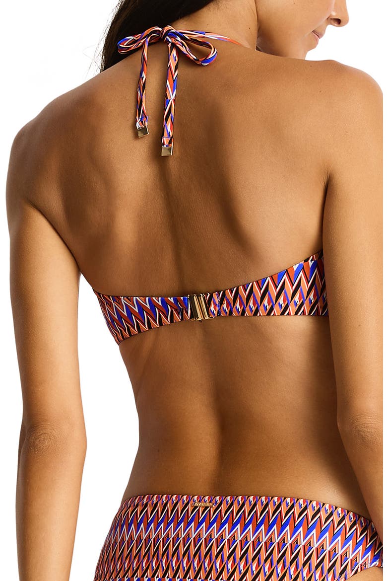 U Bar Bandeau Bikini Top, Alternate, color, BLUE MULTI