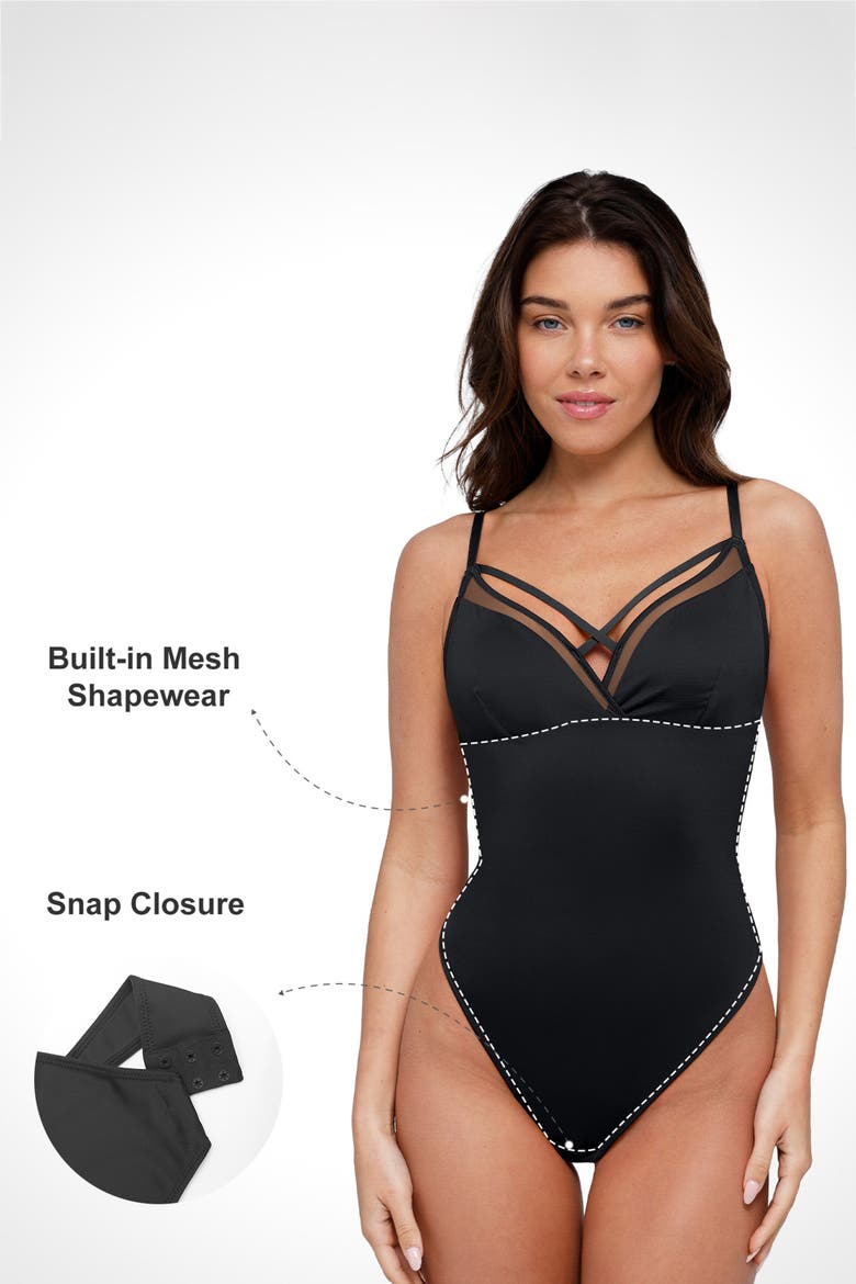 Shapewear Sheer Mesh Sleeveless, Alternate, color, Midnight Black