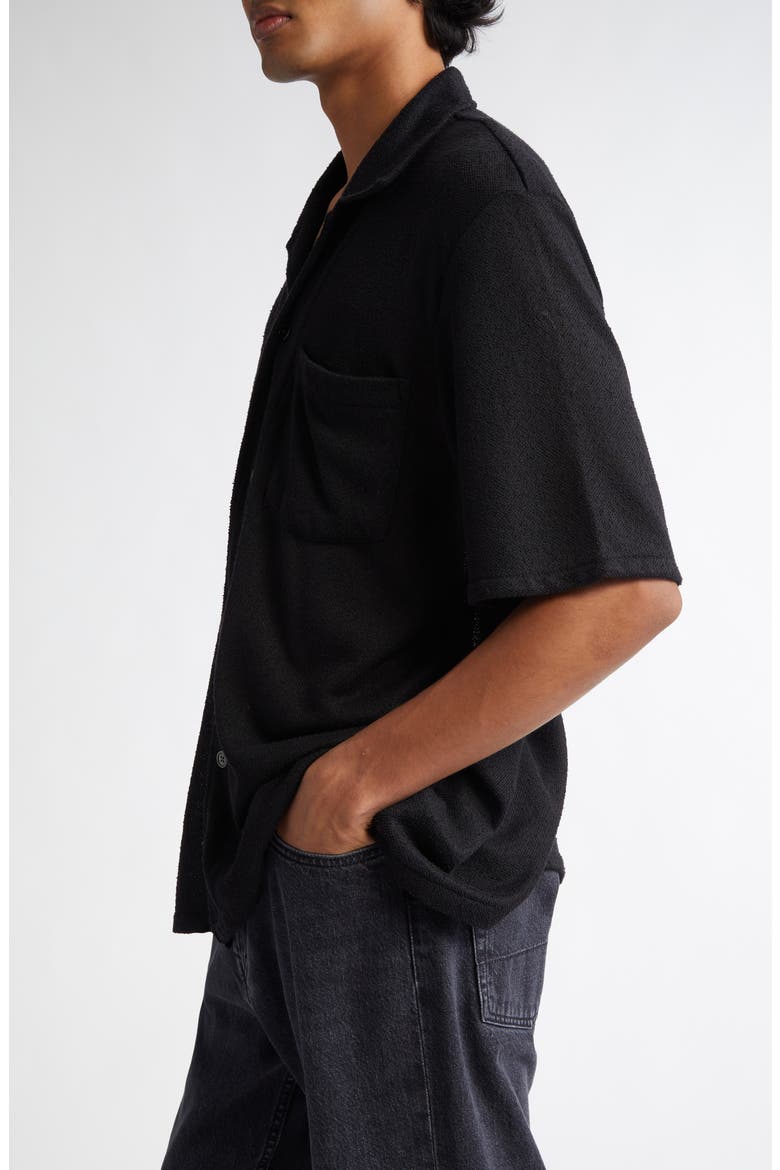 Boxy Bouclé Button-Up Shirt, Alternate, color, BLACK BOUCLE