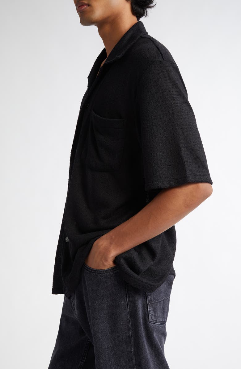 OUR LEGACY Boxy Bouclé Button-Up Shirt, Alternate, color, Black Boucle