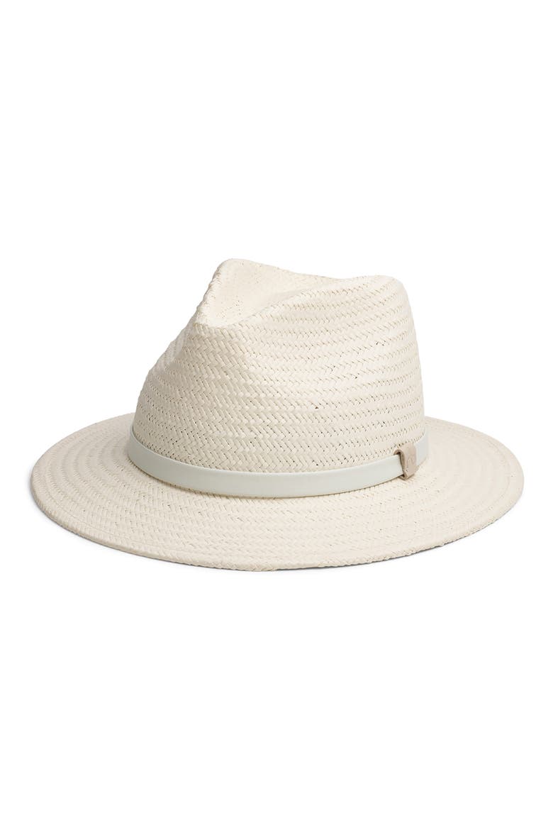 Packable Straw Fedora, Main, color, IVORY