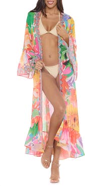 RANEES Floral Print Ruffle Sleeve Duster