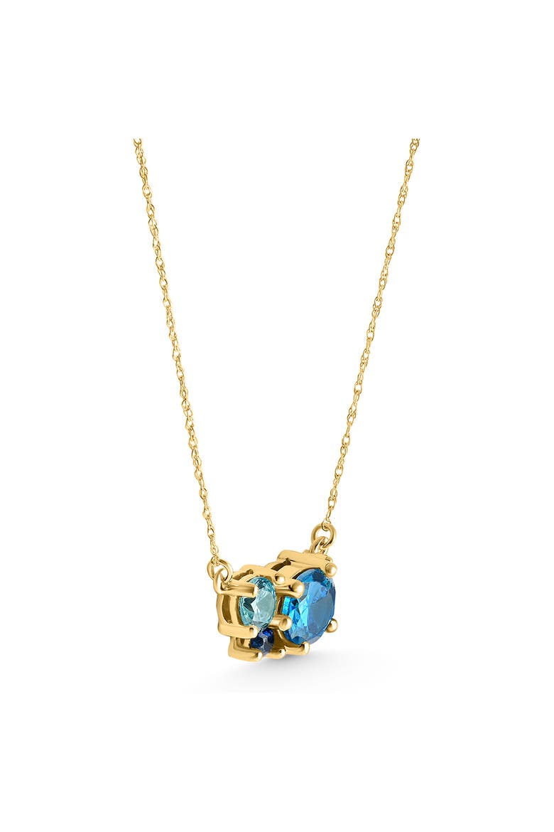3Ct Blue Sapphire Topaz Aquamarine Diamond Pendant Necklace 14k Gold Lab Grown, Main, color, 14k Yellow Gold