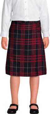Lands' End School Uniform Girls Slim Plaid A-line Skirt Below the Knee