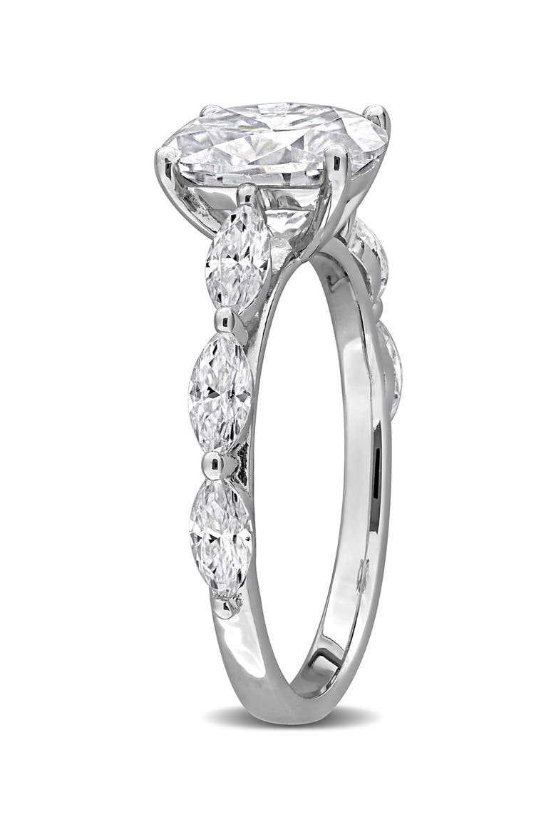 Created Moissanite Ring, Alternate, color, SILVER