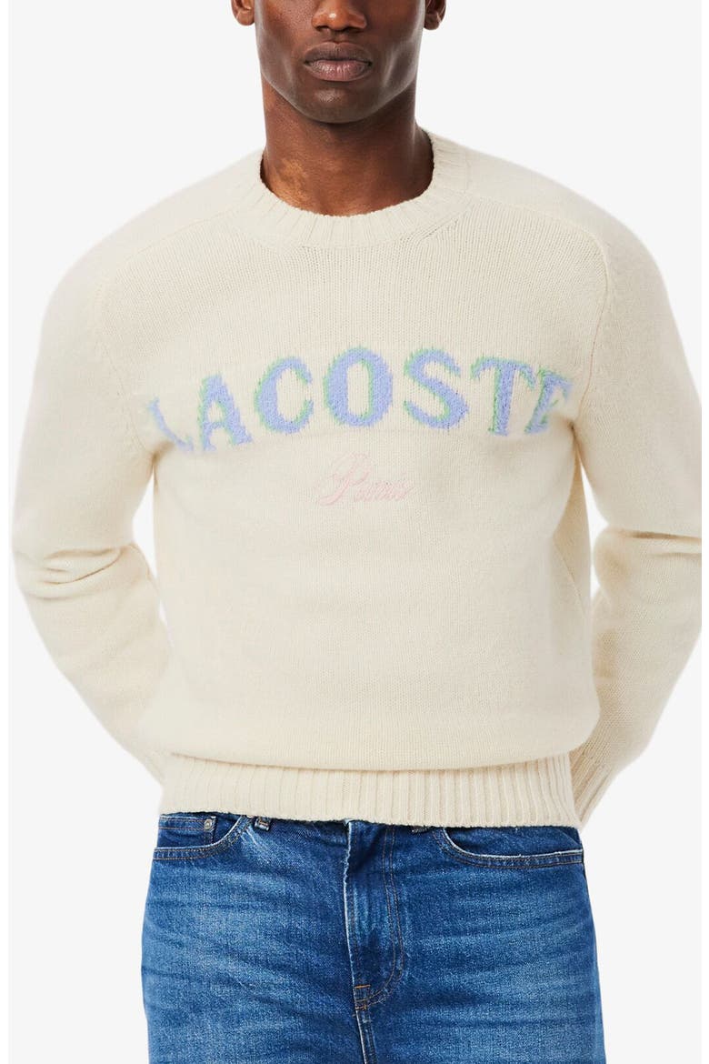 Intarsia Logo Wool Crewneck Sweater, Main, color, LAPLAND/ DELPHINIUM