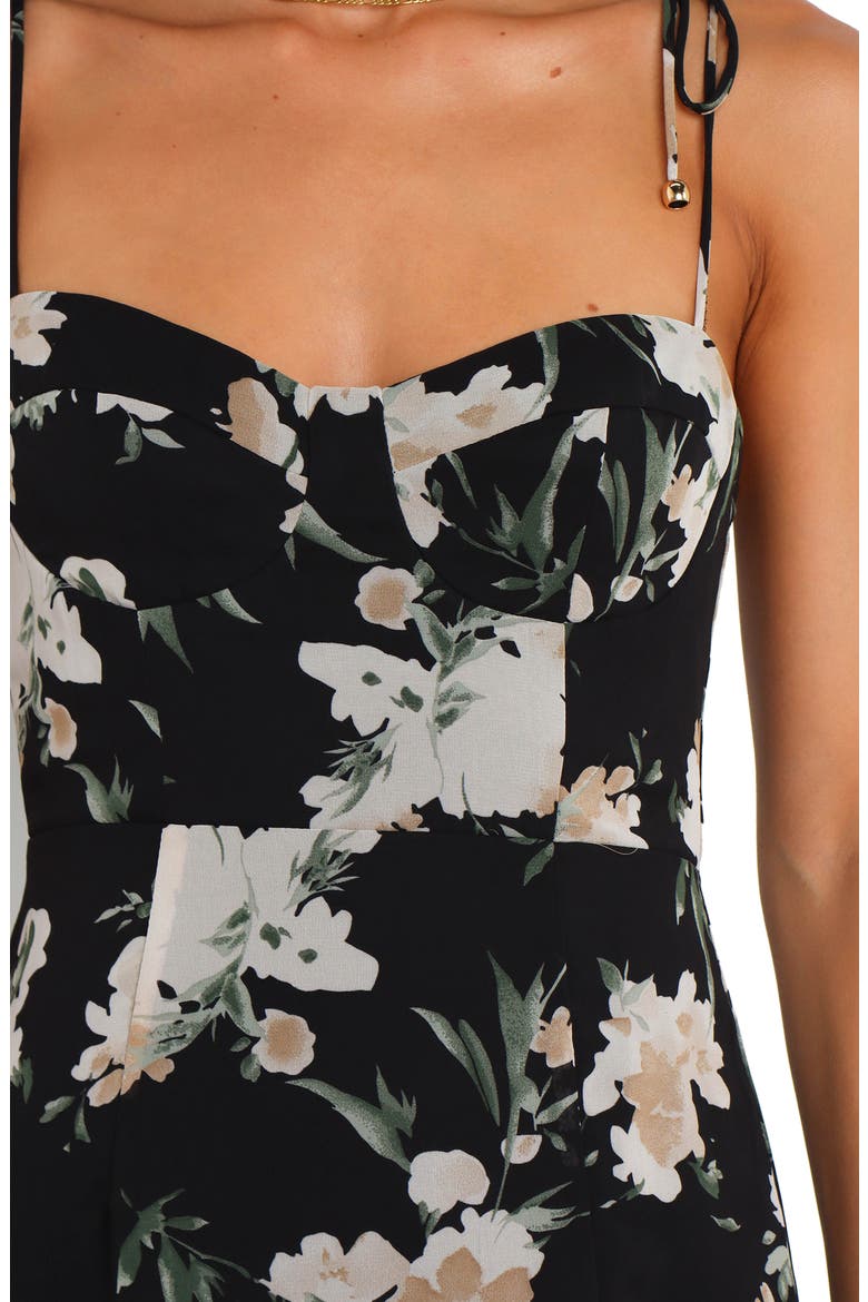 Meg Floral Print Bustier Dress, Alternate, color, BLACK