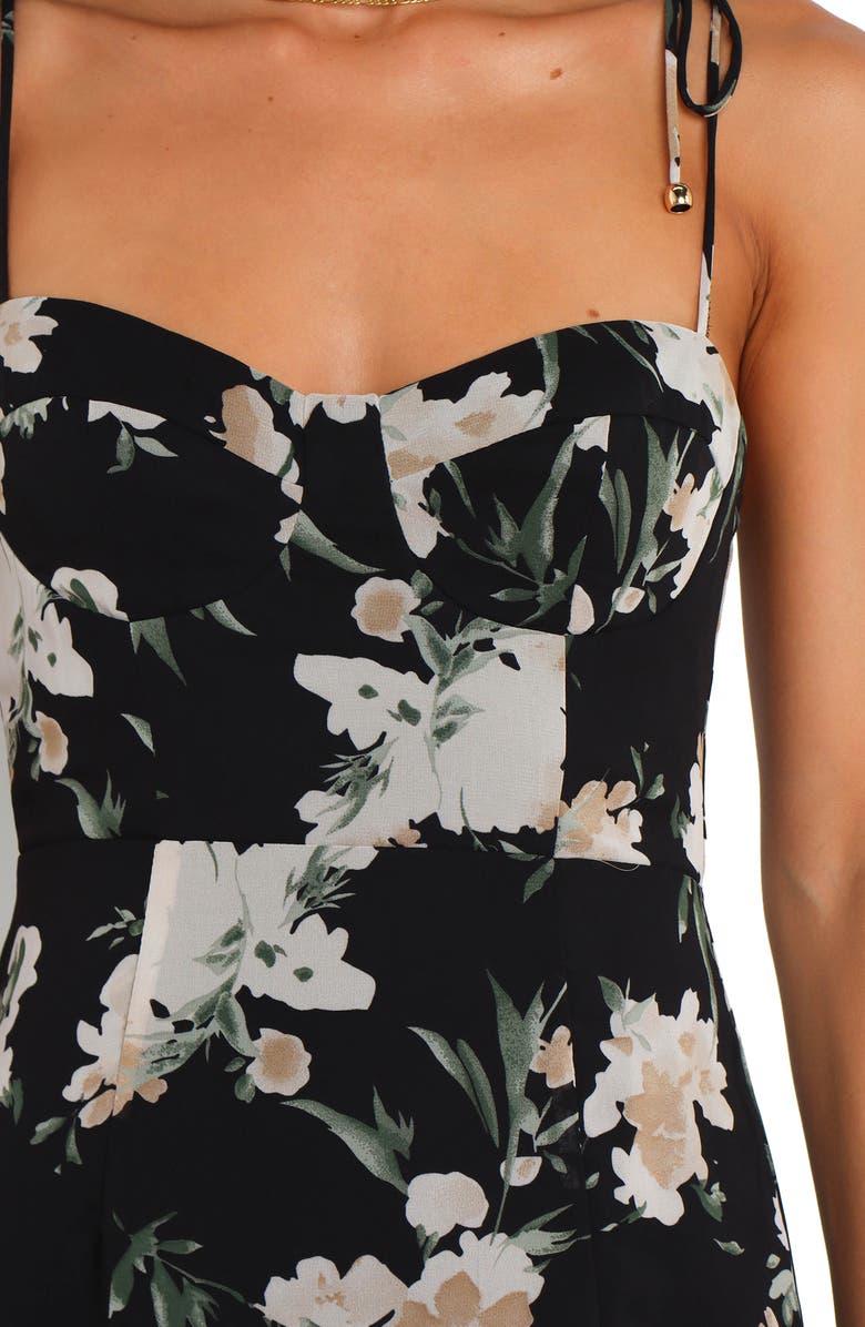 Petal & Pup Meg Floral Print Bustier Dress, Alternate, color, Black