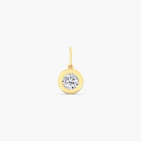 Round Domed Lab Diamond Charm in 14K