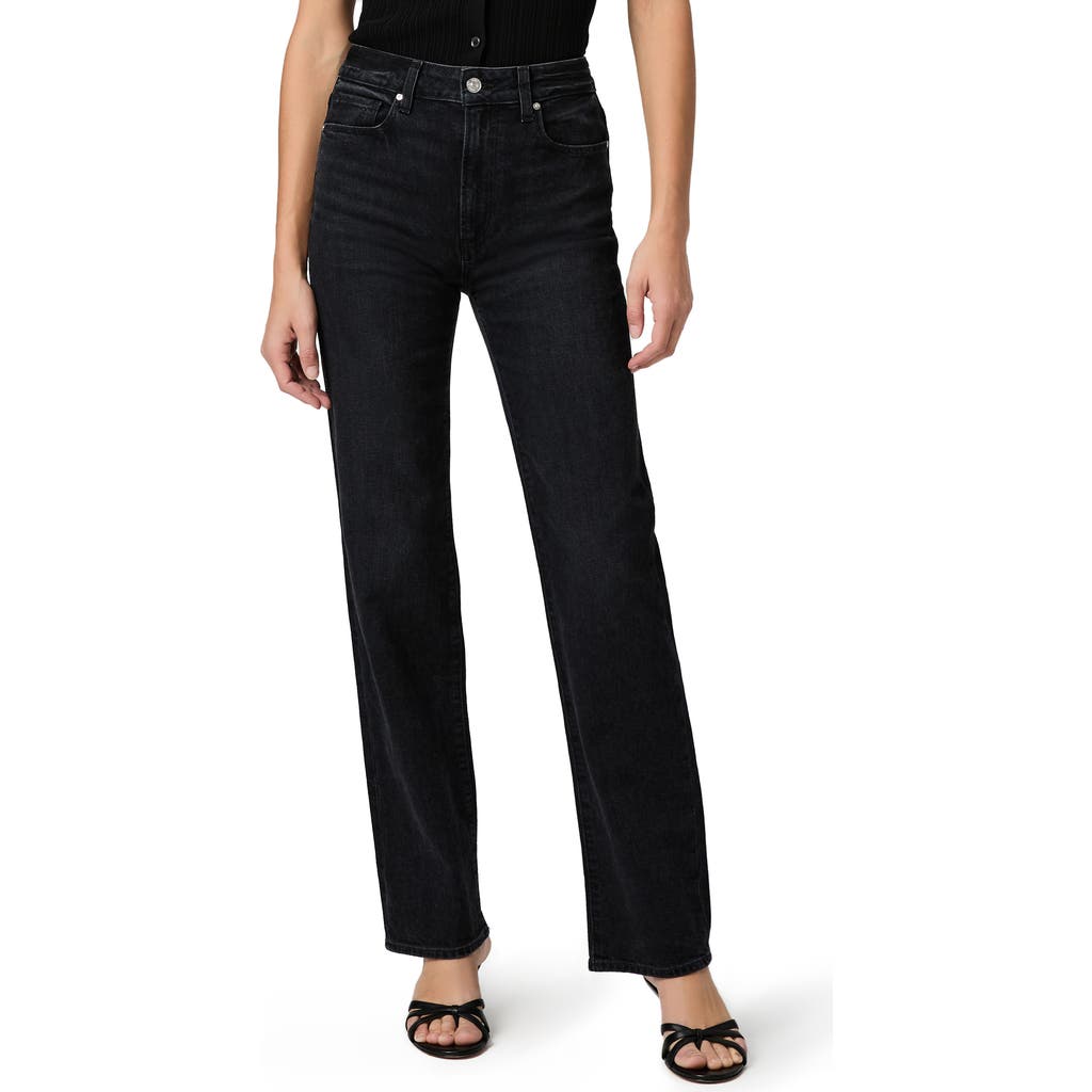 Paige Stevie High Waist Ankle Straight Leg Jeans In Black