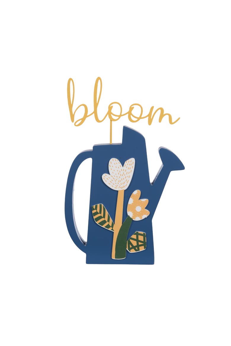 MDF and Metal Decorative Sign Bloom Figural Wood Decorations Yellow and Blue and White for Spring Wall and Entryway Decor, Main, color, Multicolored