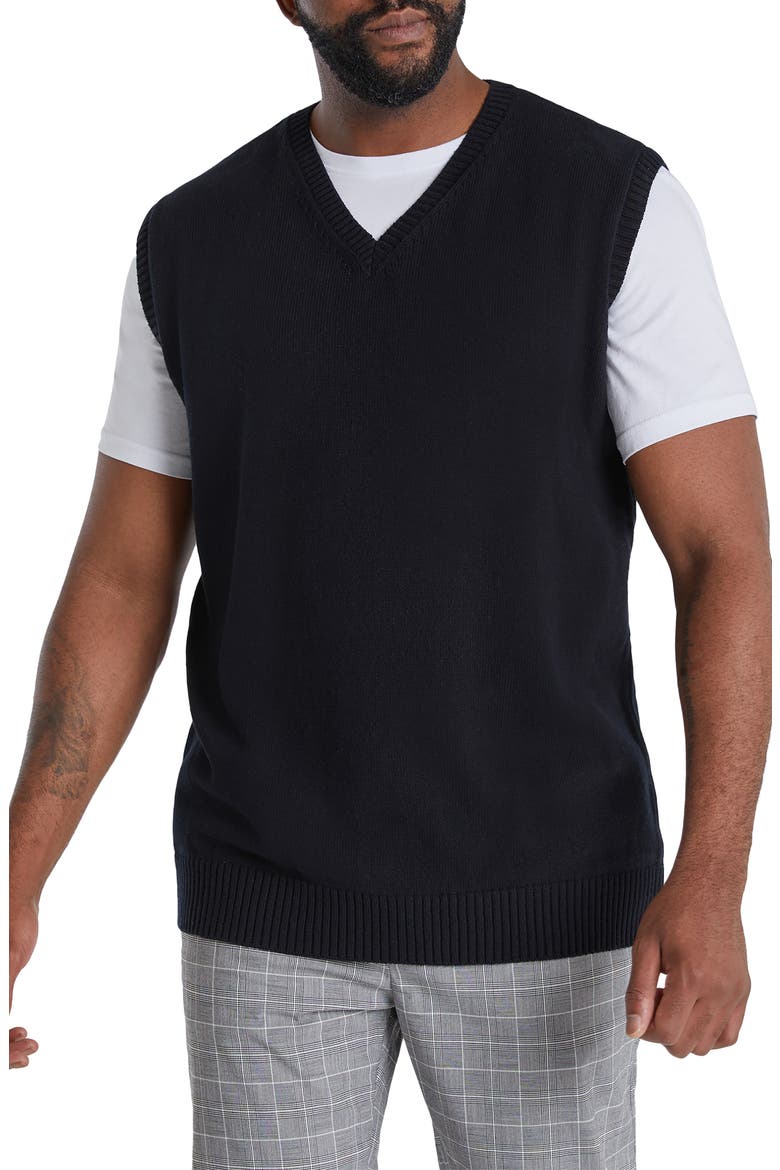 Essential V-Neck Sweater Vest, Alternate, color, BLACK