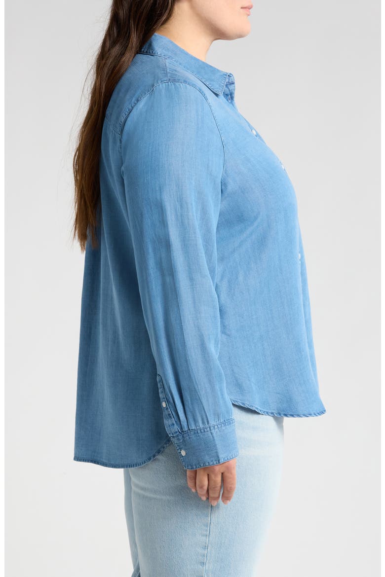 Chambray Button-Up Shirt, Alternate, color, MEDIUM WASH