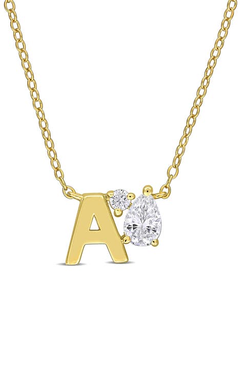Initial Lab Created White Sapphire Pendant Necklace