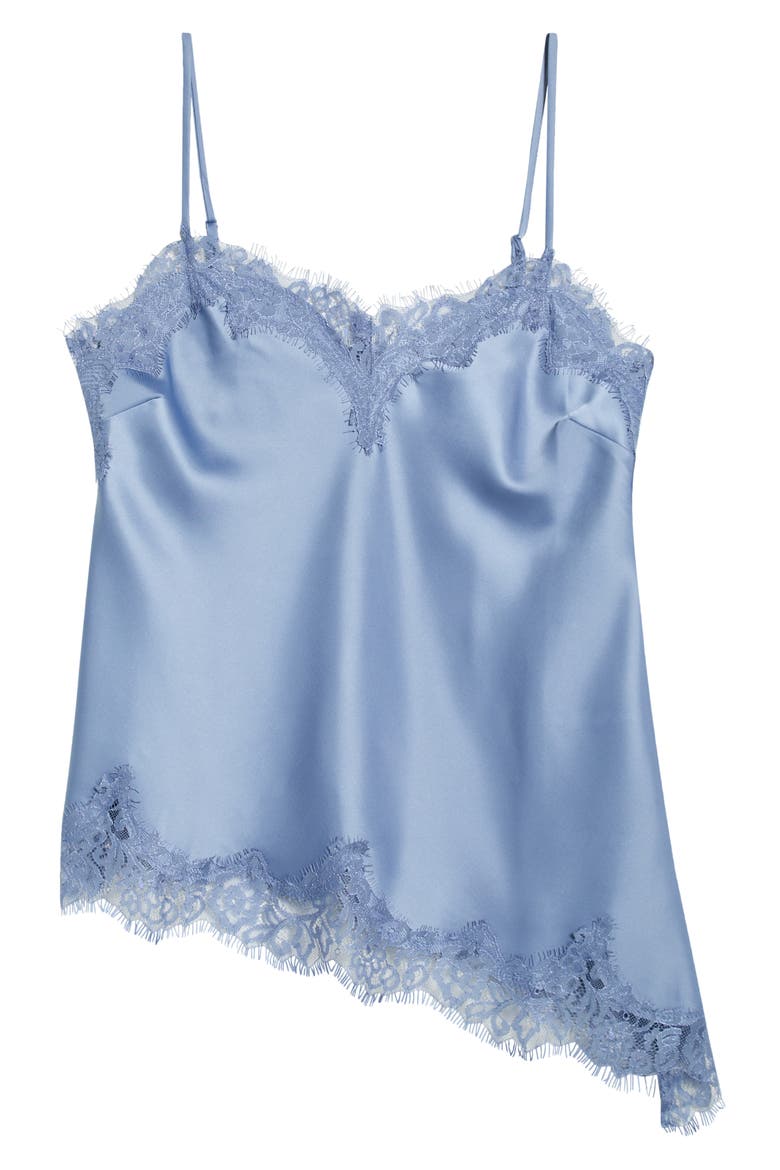 Lace Trim Satin Camisole, Main, color, BLUE UMBRA