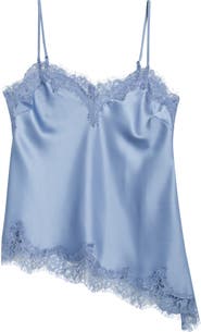 Open Edit Lace Trim Satin Camisole