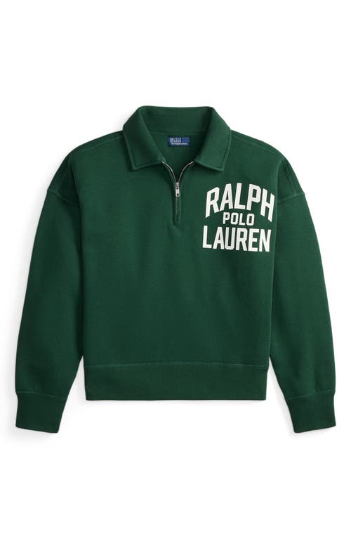 Polo Ralph Lauren Womens Northwest Pine Branded-print Half-zip Cotton-blend Sweatshirt In Green