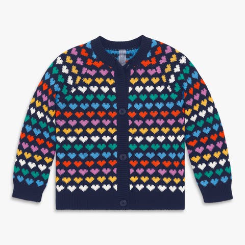 Kids Rainbow Hearts Cardigan (Toddler, Little Kid, Big Kid)
