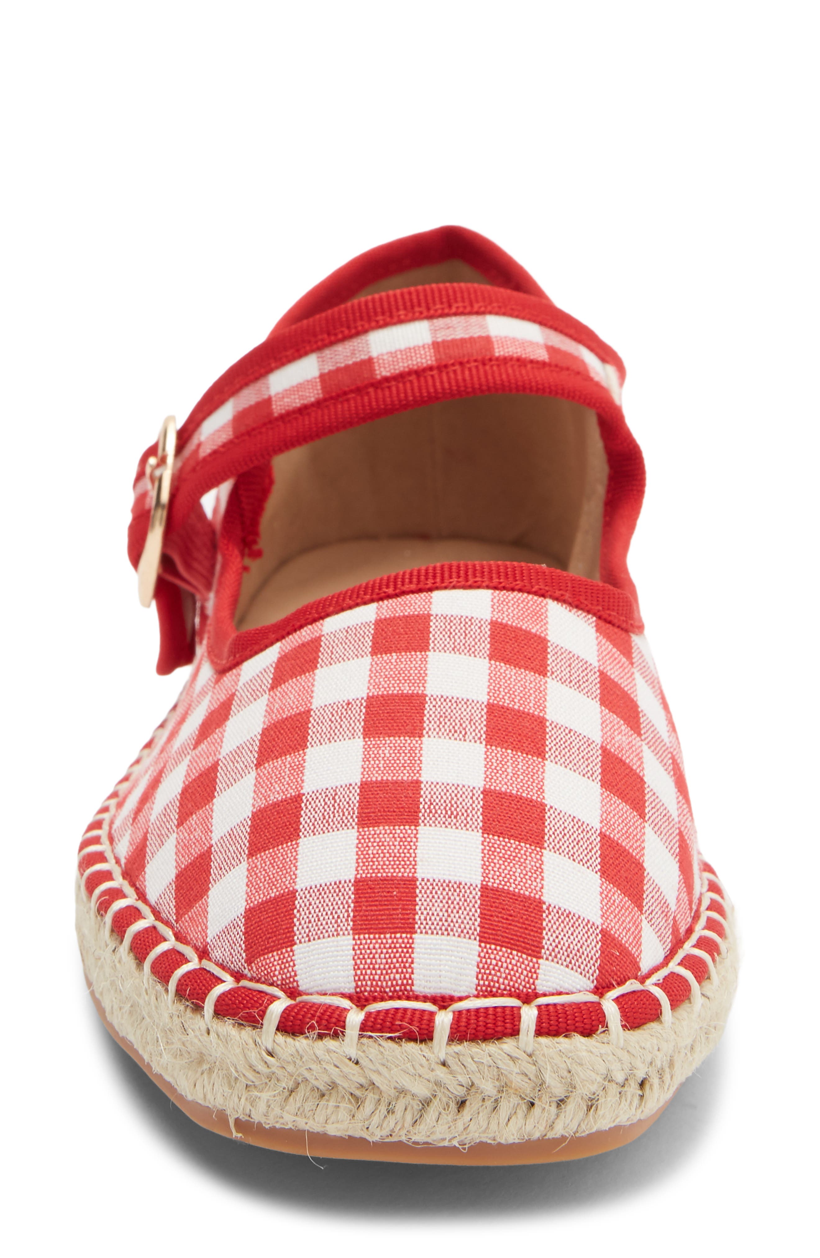 TOP MODA Fallon Gingham Mary Jane Flat, Alternate, color, Red Can