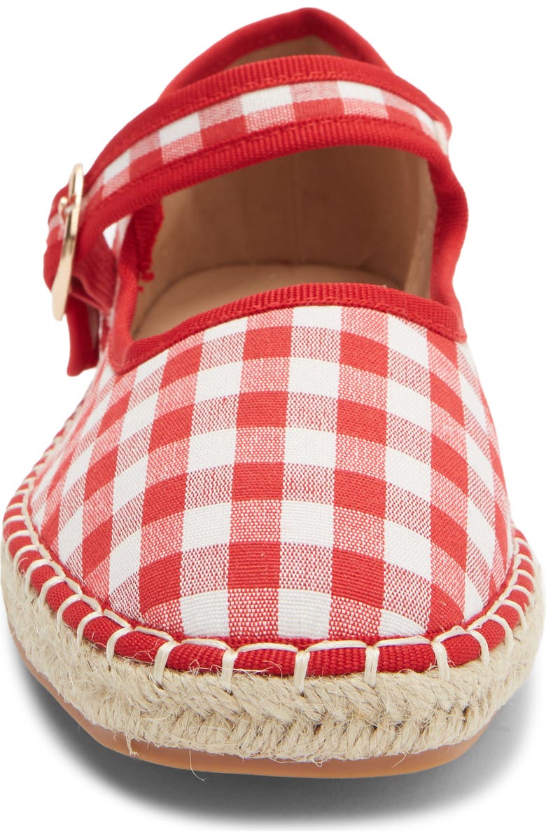 TOP MODA Fallon Gingham Mary Jane Flat, Alternate, color, Red Can