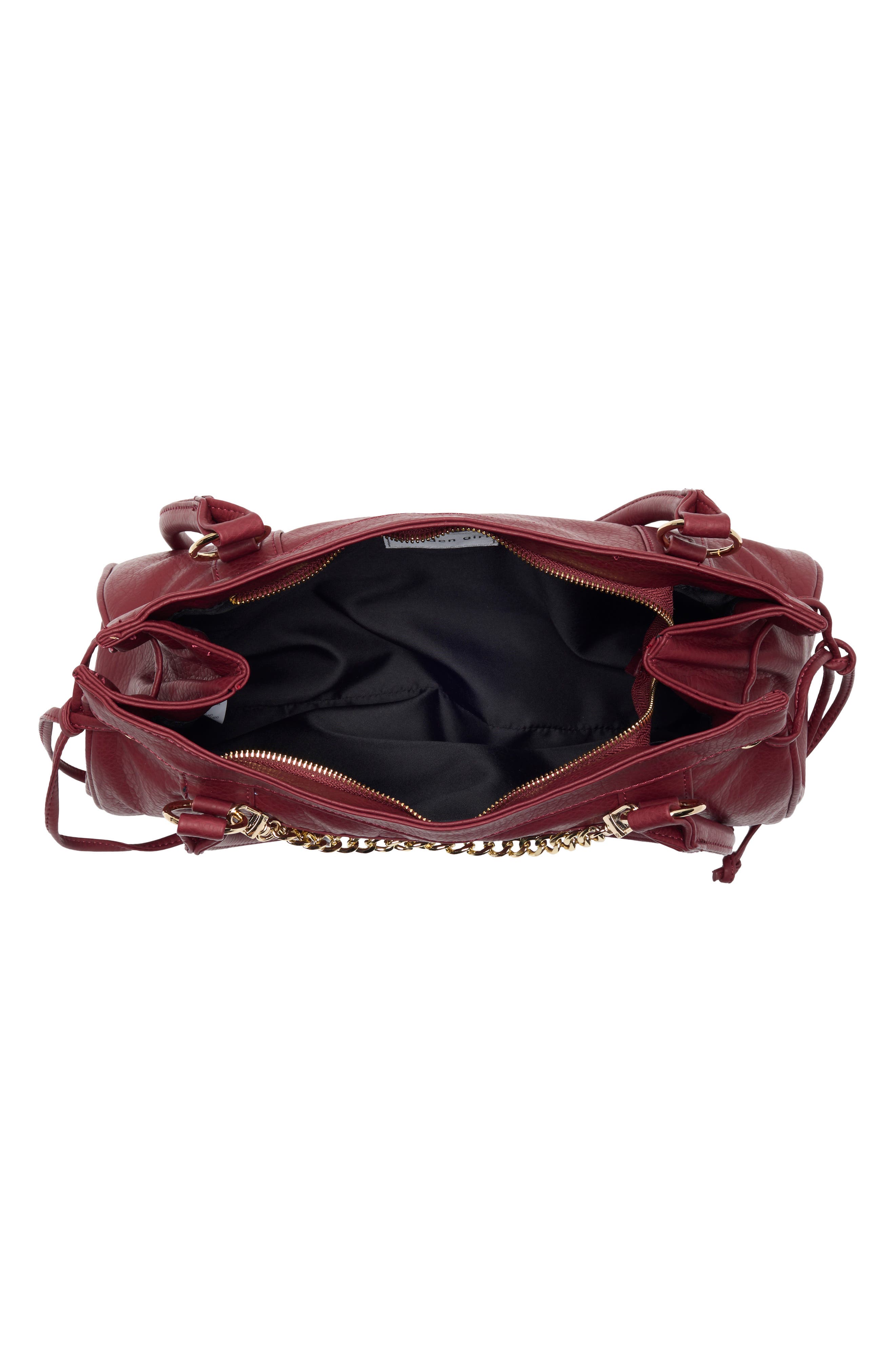 Washed Faux Leather Tote, Alternate, color, MAROON