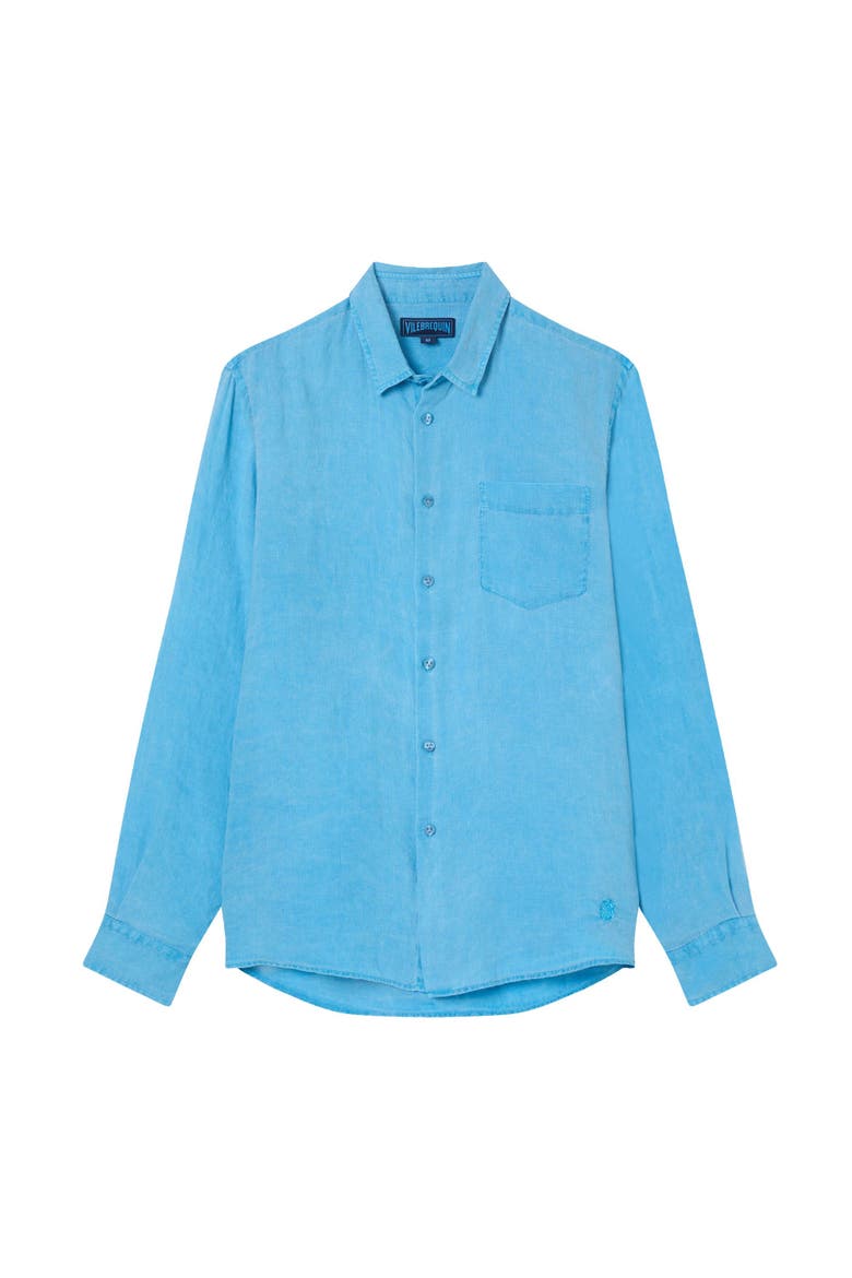 Linen Mineral Dye Shirt, Main, color, Larimar