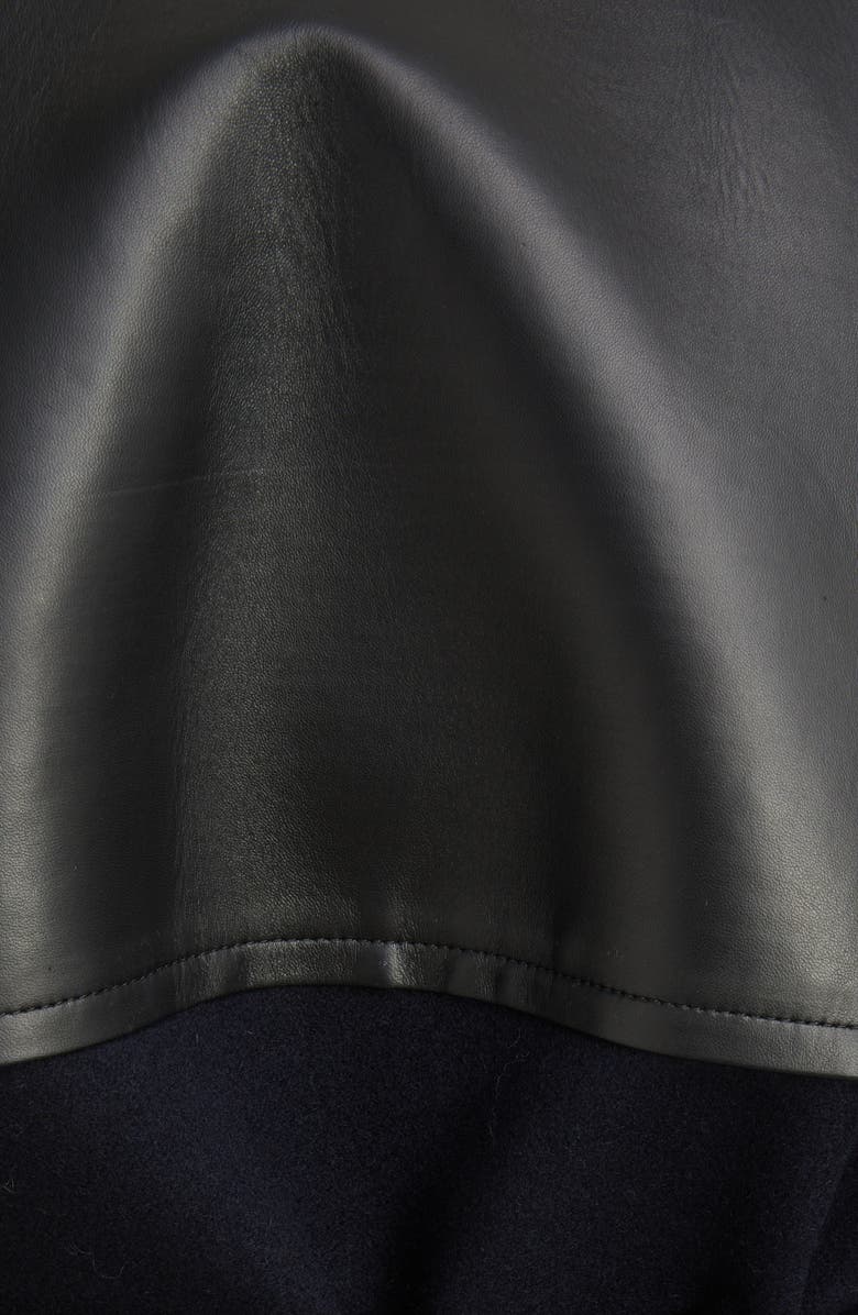 Victoria Beckham Leather Detail Merino Wool Blend Wrap Coat, Alternate, color,