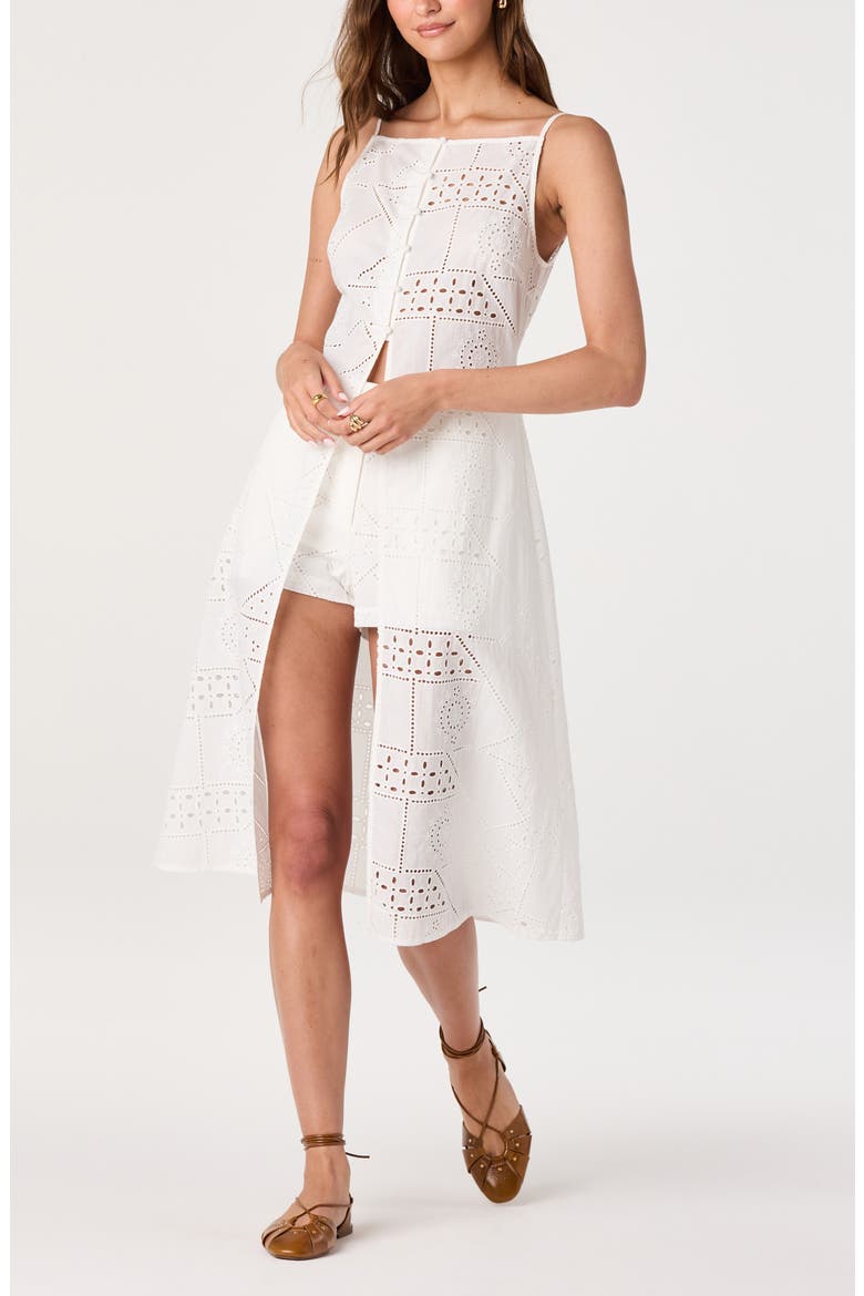 Mercy Eyelet Cotton Button-Up Tunic Top, Alternate, color, WHITE