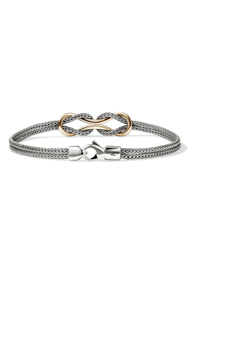 Infinite Love Knot Bracelet, Silver & 14K Yellow Gold, Alternate, color, SILVER