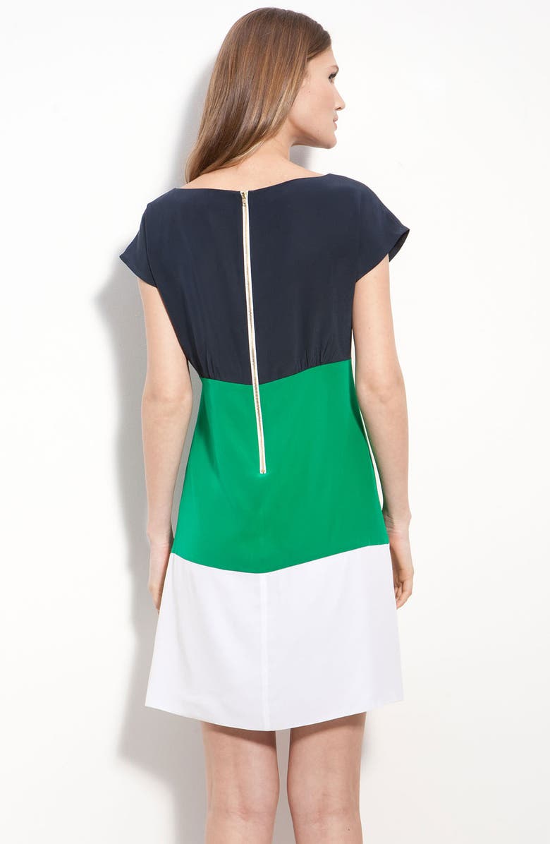 Eliza J Colorblock Silk Crêpe de Chine Dress, Alternate, color,