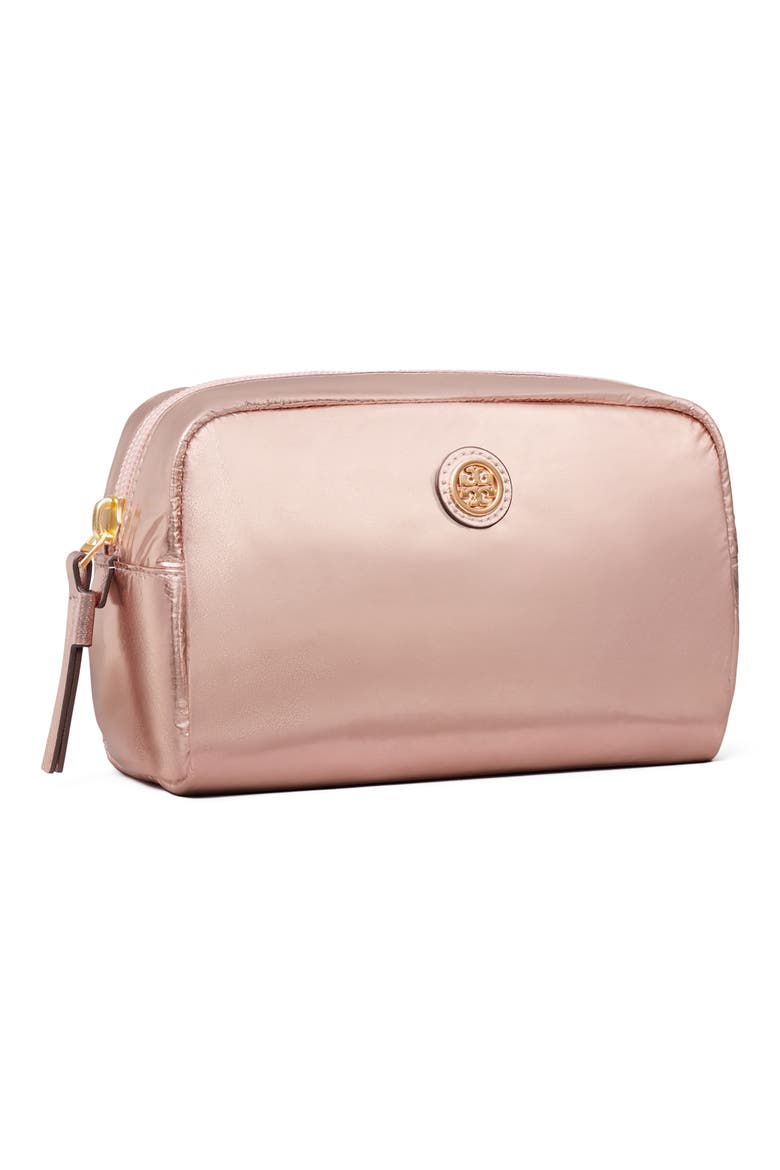 Virginia Metallic Cosmetic Bag, Alternate, color, PINK GOLD