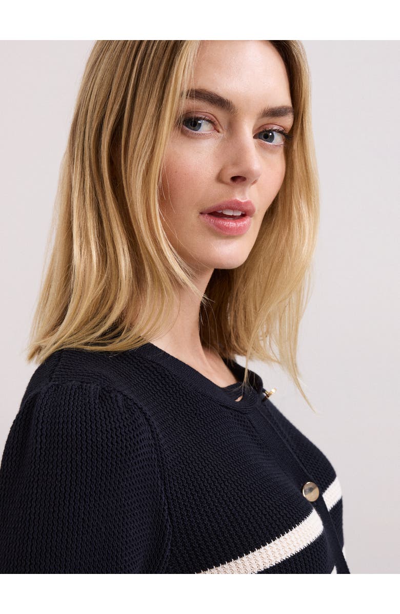 Phase Eight Grace Button-Front Round Neck Cardigan, Alternate, color, Navy/Ivory