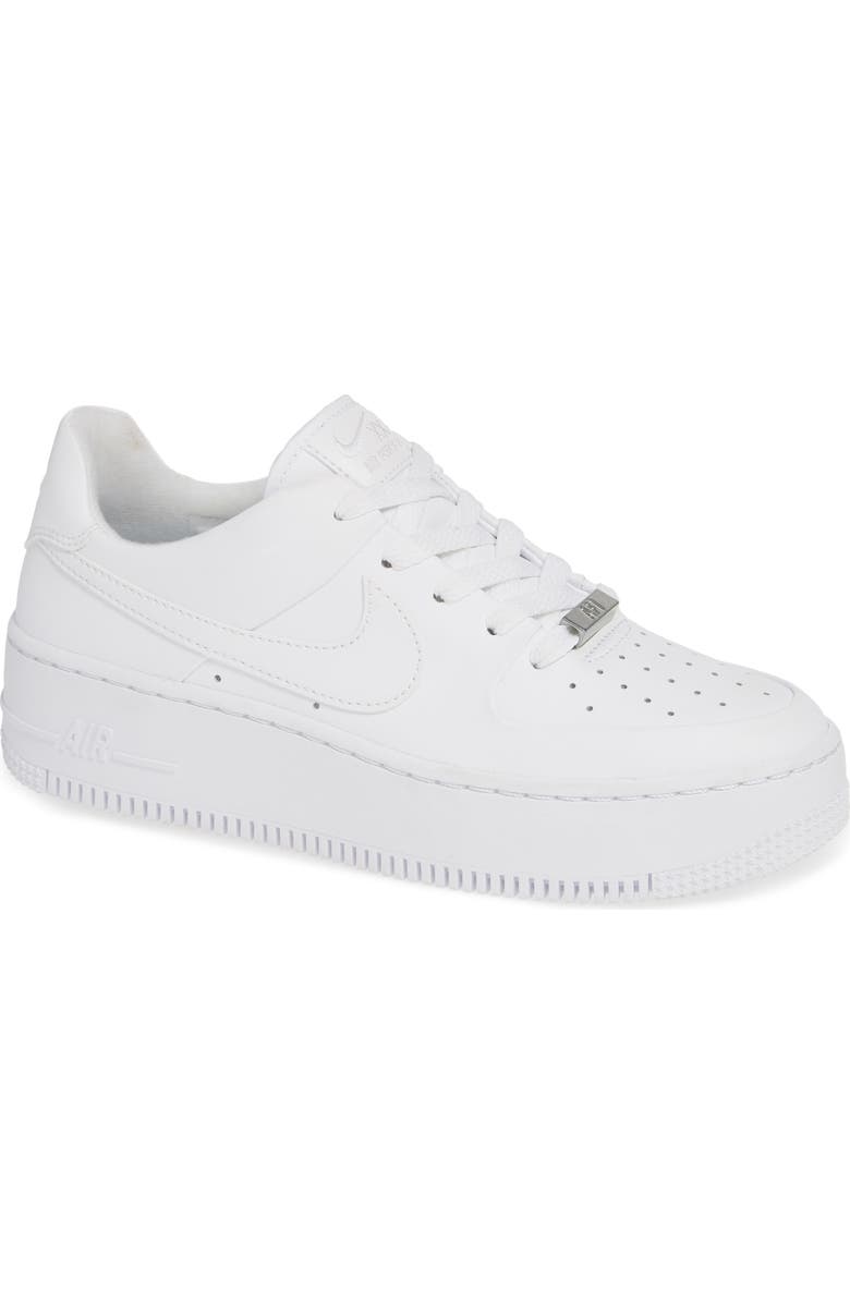 Nike Air Force 1 Sage Low Platform Sneaker, Main, color, White/ White/ White