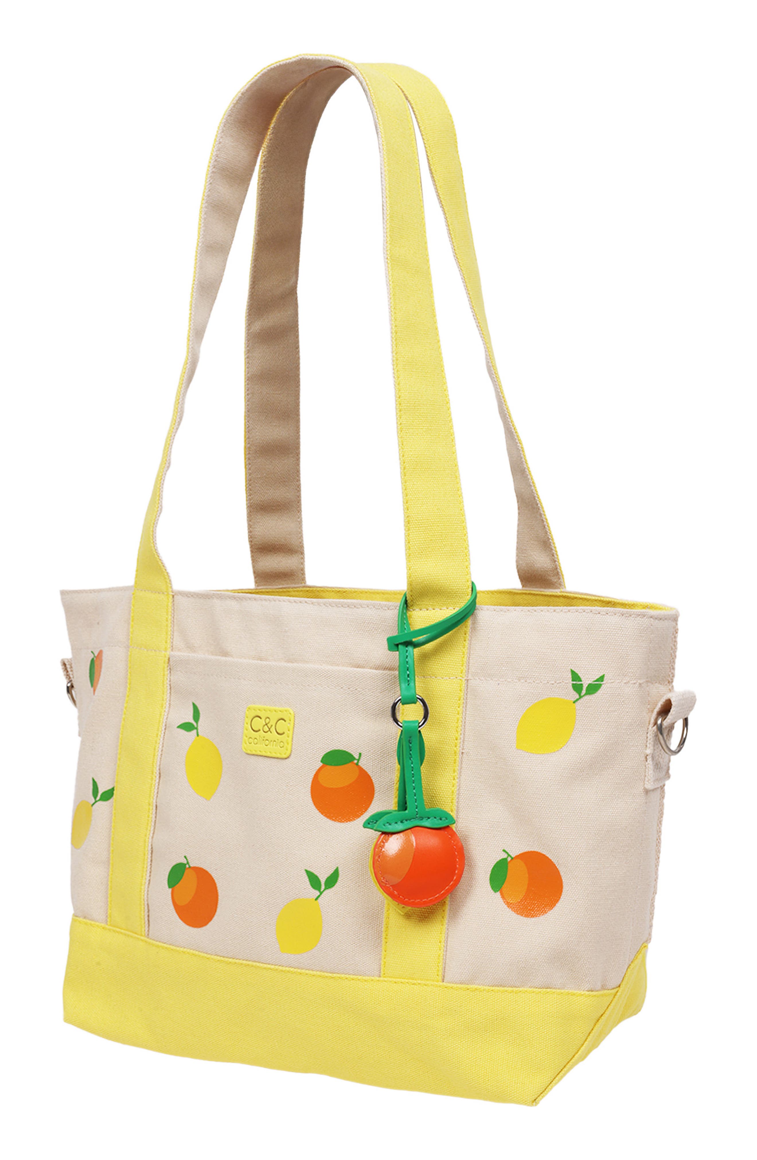 C & C California Citrus Fruit Tote Bag, Alternate, color, Yellow