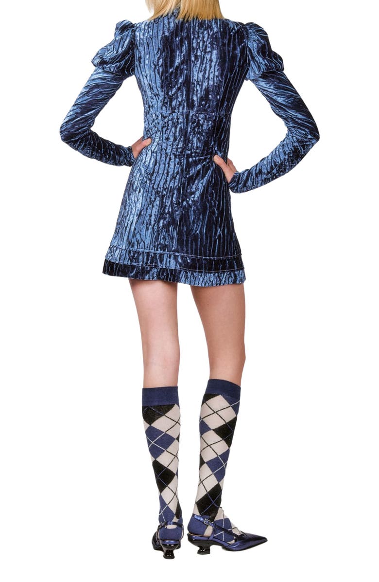 Anna Sui Crushed Velvet Cream Lace Mini Dress, Alternate, color,