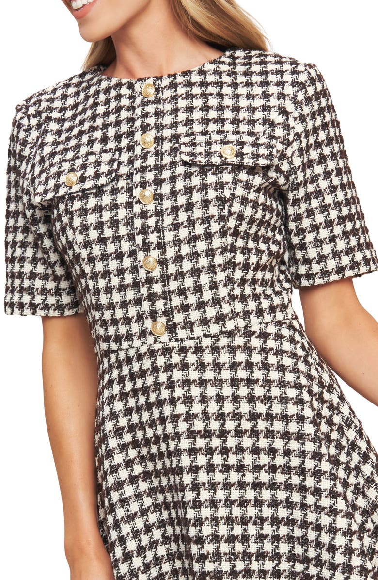 FLYING TOMATO Short Sleeve Tweed Minidress, Alternate, color, Ivory Brown