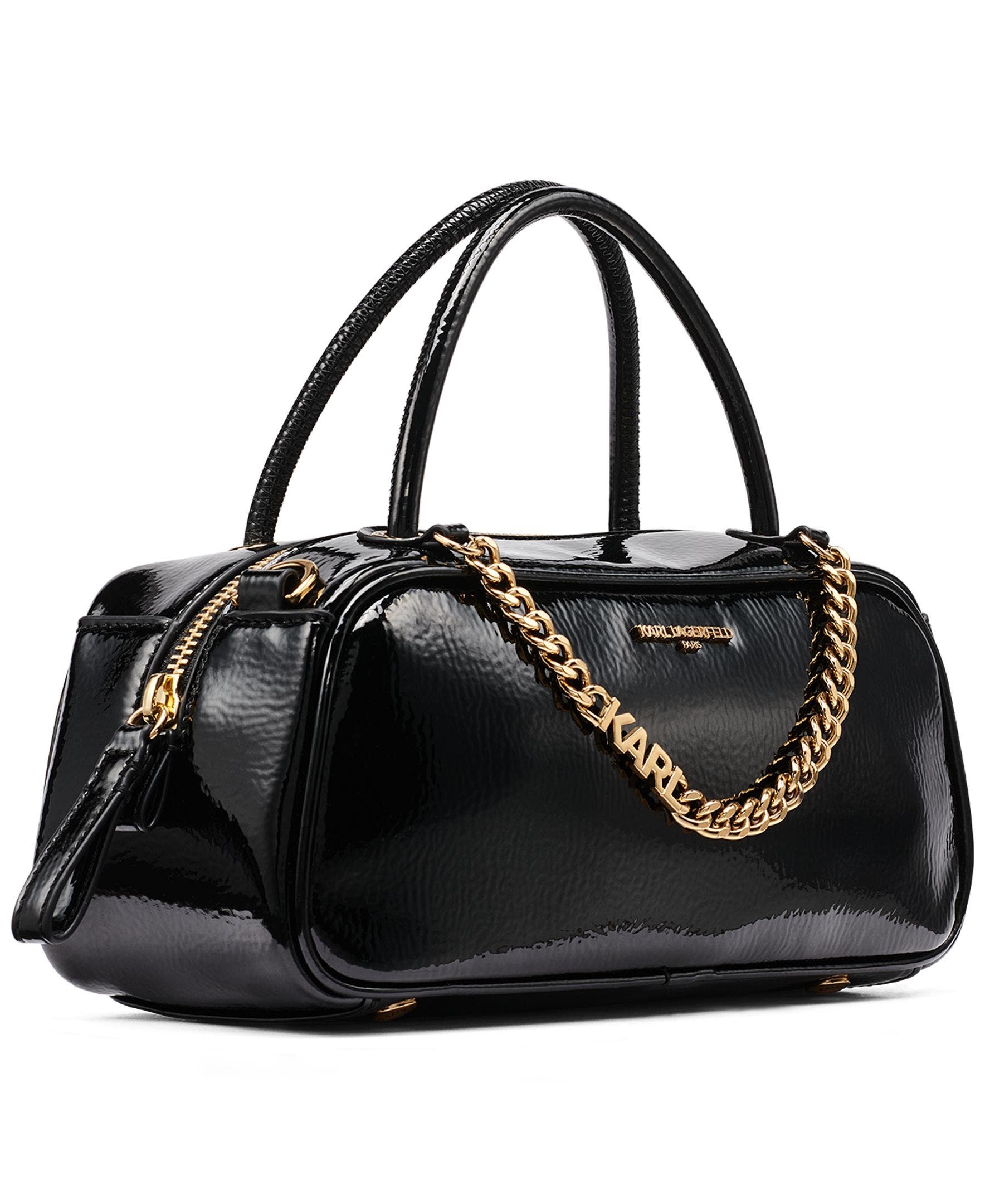 Zaylia Patent Mini Crossbody, Alternate, color, Black/Gold