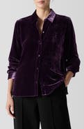 Eileen Fisher Classic Collar Easy Velvet Button-Up Shirt
