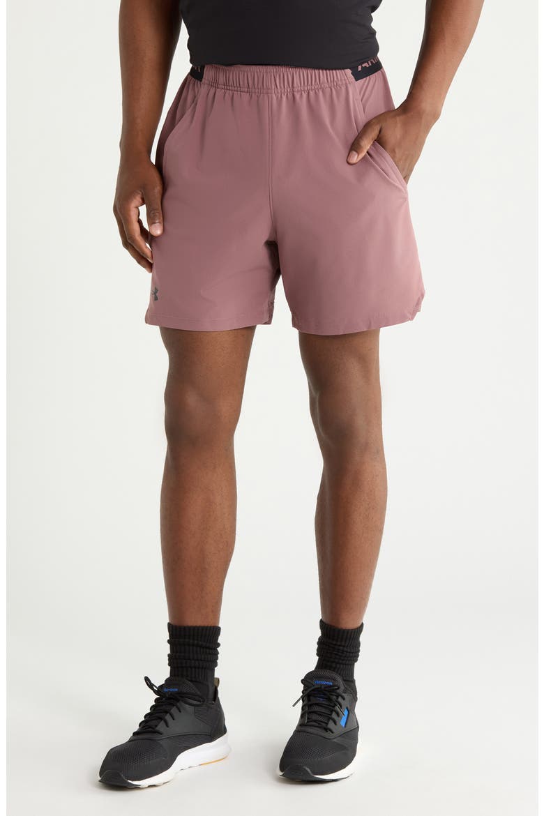 UA Vanish Woven 6-Inch Athletic Shorts, Main, color, 651 MAROON MIST