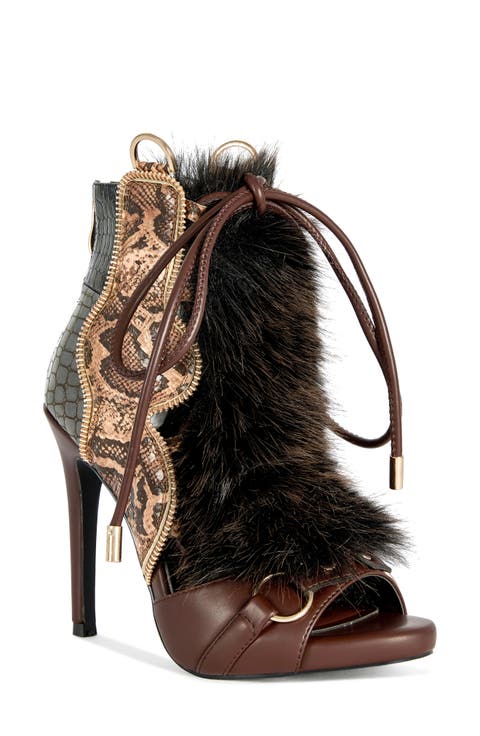 Heather Mixed Media Stiletto Sandal (Women)