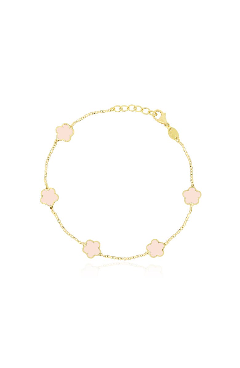 The Lovery Fine Jewelry Pink Pearl Flower Bracelet, Main, color, Pink Pearl