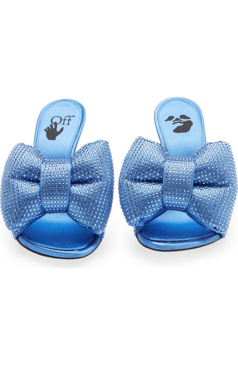 Off-White Allen Heel Crystal Embellished Bow Top Sandal, Alternate, color,