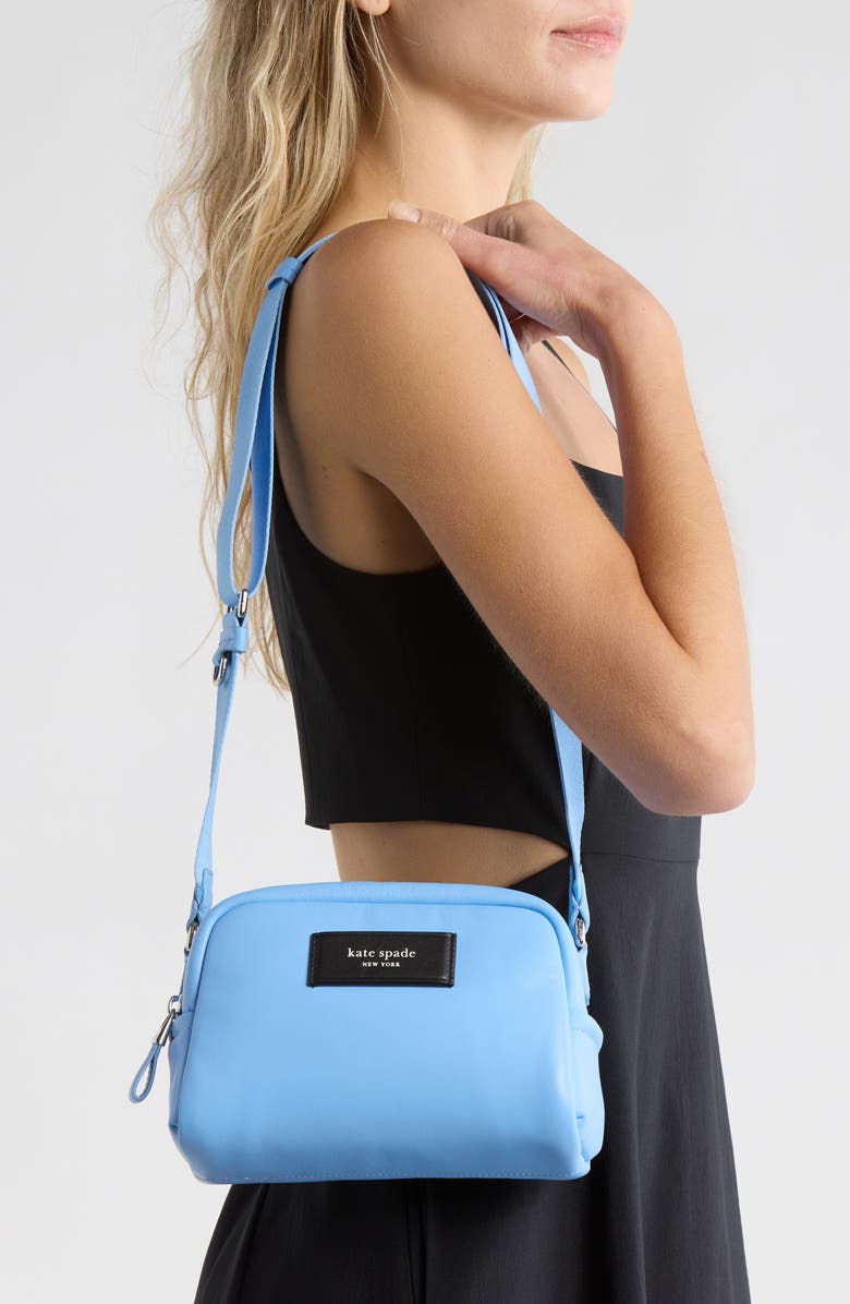 Kate Spade New York puffed small leather crossbody bag, Alternate, color, Astral Blue