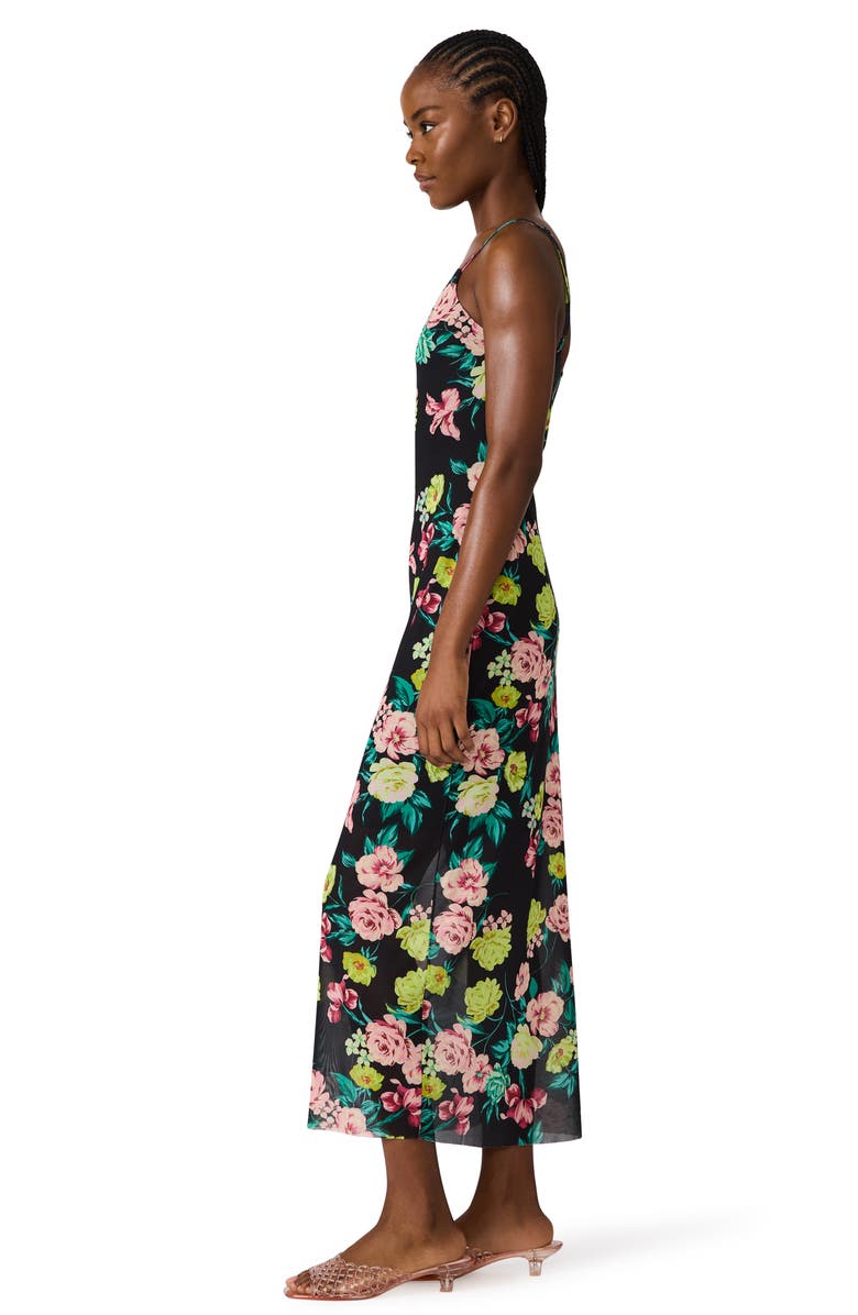 Steve Madden Giselly Floral Print Georgette Slipdress, Alternate, color, Black Ditsy Floral