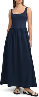 Marcella Clara Mixed Media Ponte & Cotton A-Line Dress