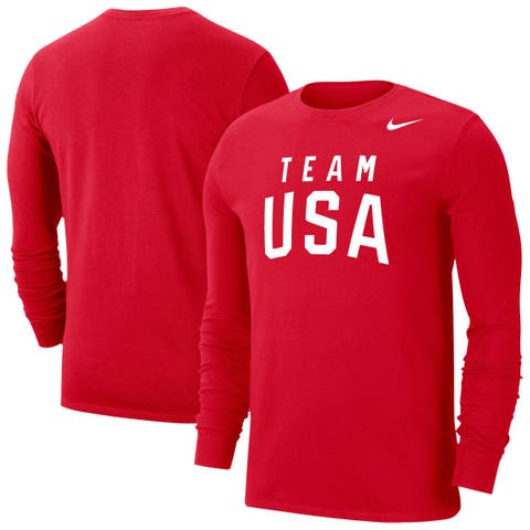 Men's Nike  Red Team USA Dri-FIT Long Sleeve T-Shirt
